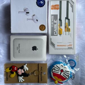 5-in-1 Combo Pack – Air Pro 2, 4-in-1 Fast Charging Cable, MagSafe Power Bank, Protective Silicone Case for Air, and Car Keychain